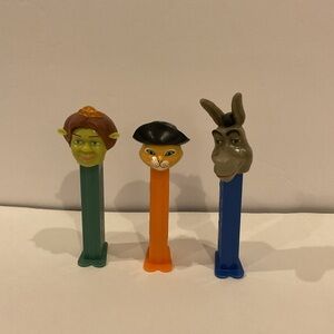 Shrek Lot of Three Pez Dispensers- Fiona, Donkey, and Puss N Boots